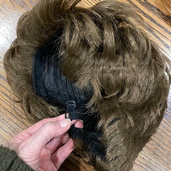 NWT 8” medium brown unisex x short hair wig bangs wavy soft mens wig messy crown - Picture 7 of 16